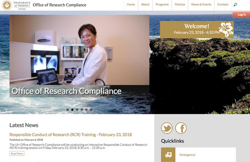 Screen capture of University of Hawaii website