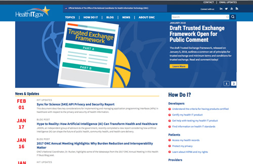 Screen capture of HealthIT.gov Redesign website